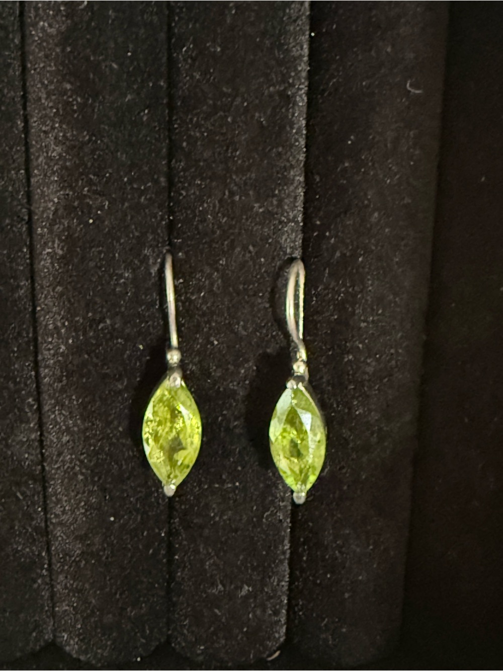 Marquise Bright Green Drop Earrings with Hook